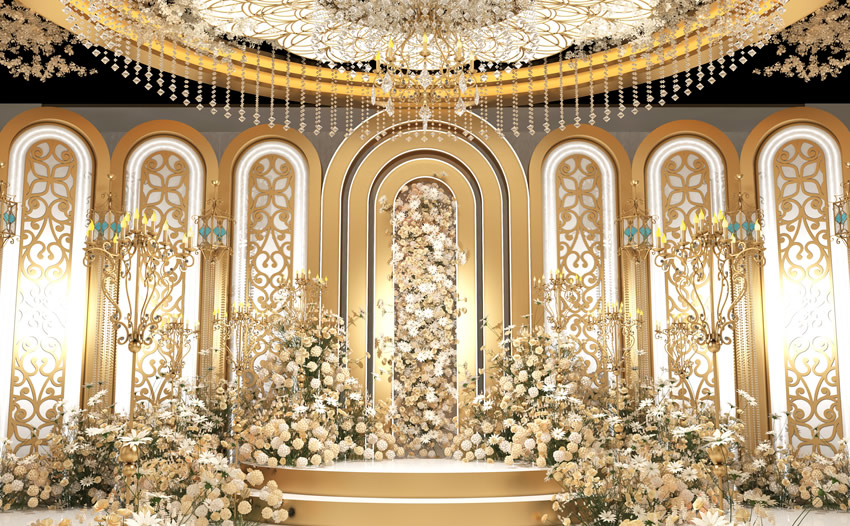淳化香槟色调婚礼堂效果展示